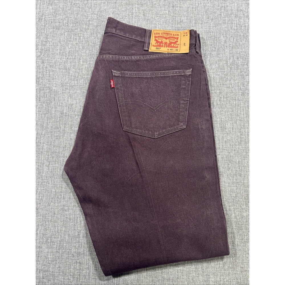 Levi's 501 White Oak Cone Denim Jeans Men's 40x32 Maroon Straight Pants